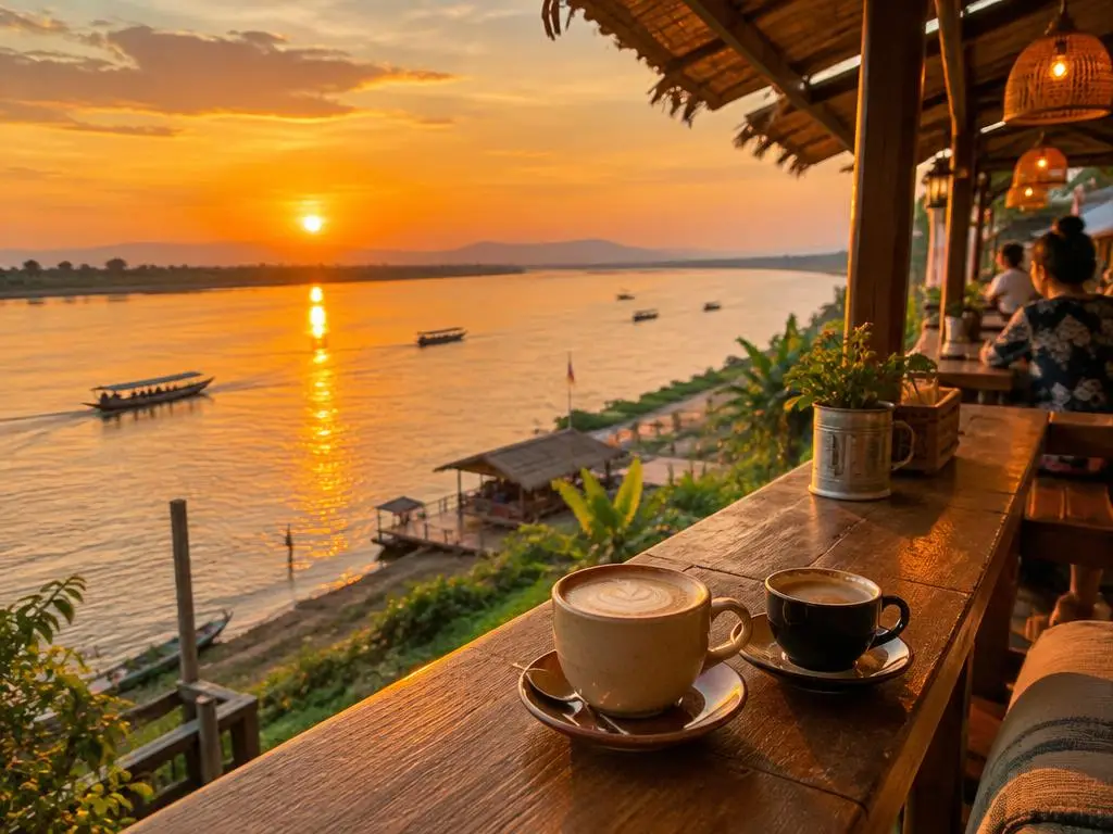 คาเฟ่ริมโขงยามพระอาทิตย์ตก